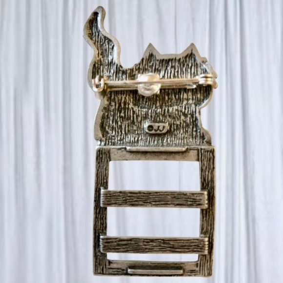 JJ Jonette Pewter Brooch Cool Kitty Cat in Sunglasses Photo Frame Scarf Pin - Picture 6 of 8